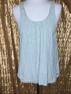 Roxy Mint and White Striped Lace-Trim Tank